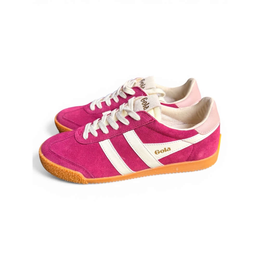 Gola Sneakers Womens Elan Trainer 7 Cerise Pink CLB538 Retro Suede Gum Sole - Picture 4 of 10